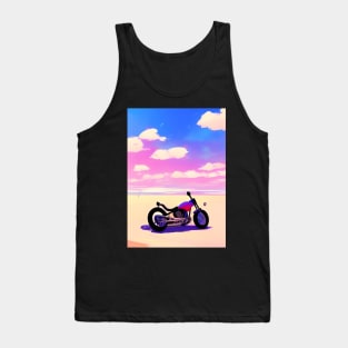 COOL RETRO MOTORCYCLE ON THE BEACH PINK TINGED Tank Top